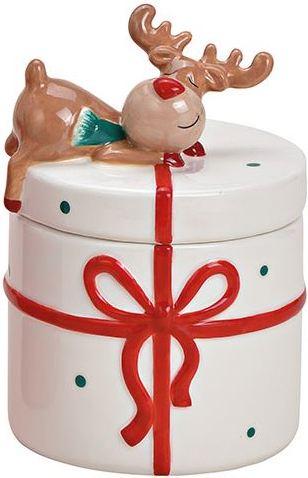 Produktbild G. Wurm Dose mit Elch Dekor aus Keramik Rot, weiss 2-fach, (B/H/T) 10x14x10cm (0 l)