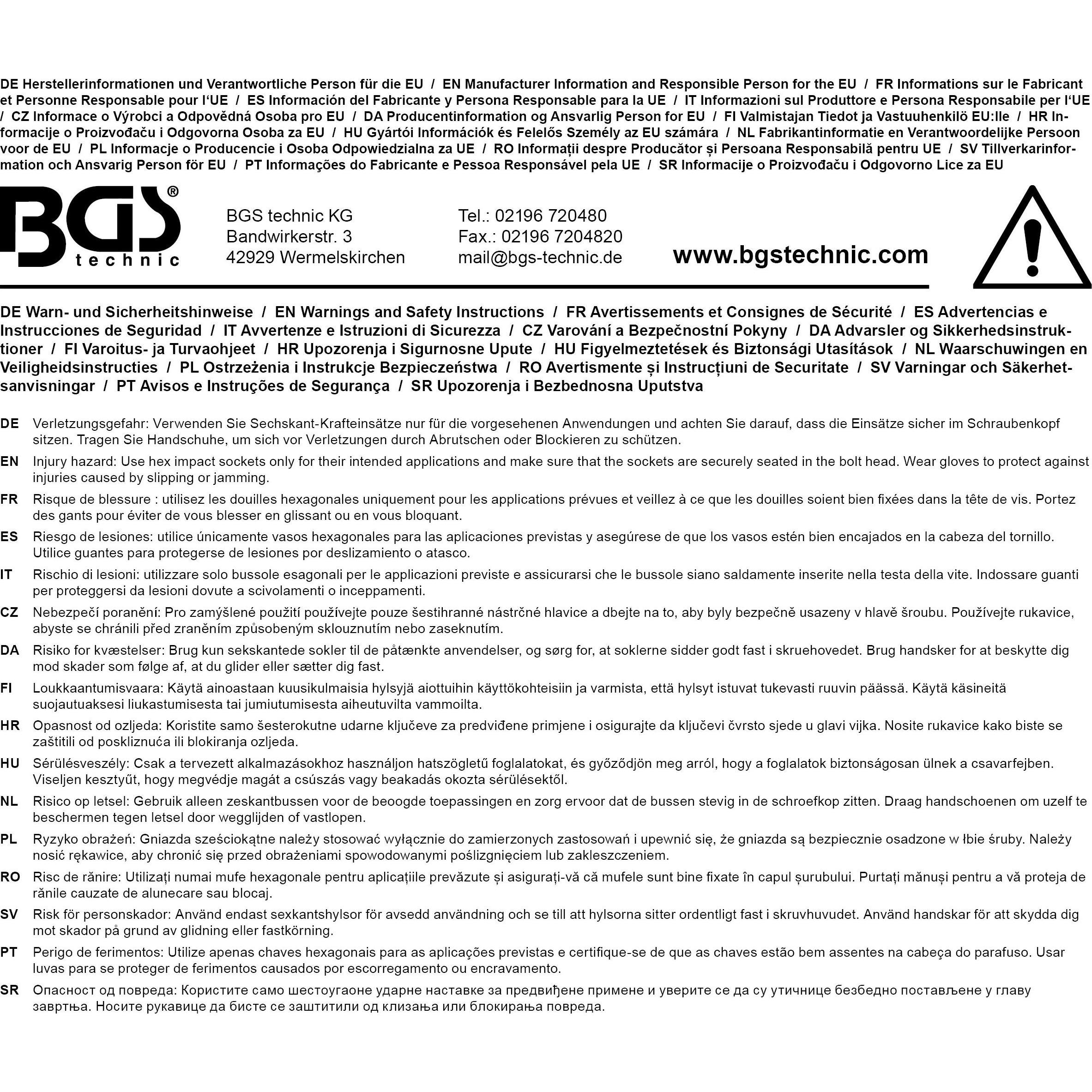 Thumbnail - BGS, Steckschlüssel + Stecknuss, Kraft-Steckschlüssel-Einsatz Sechskant Antrieb Innenvierkant 25 mm (1") SW 50 mm (50 mm...