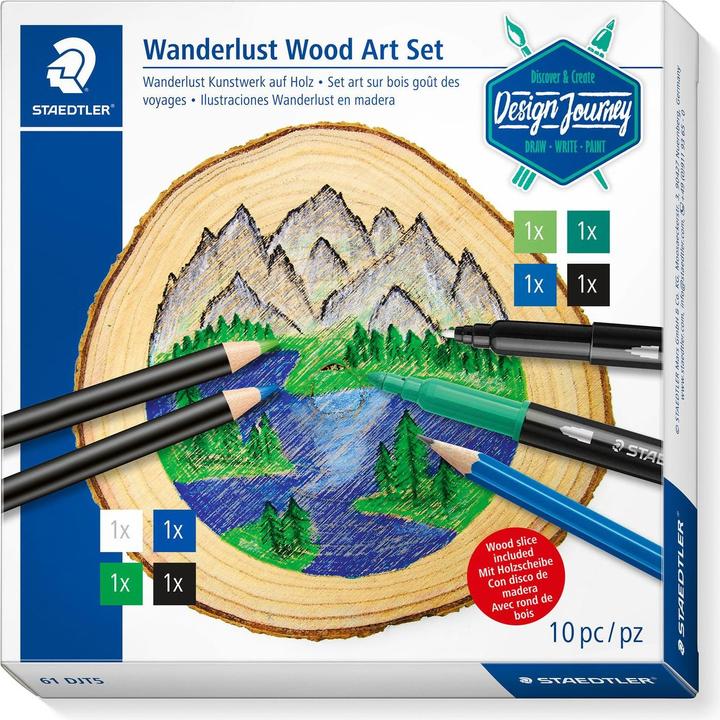 Produktbild Staedtler Trendset Design Journey Wanderlust Wood Art Set Set zum Bemalen von Holzscheiben (Kunstwerk auf Hol