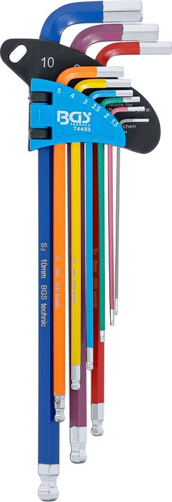 Actual product image BGS L-Type Wrench Set | Multicolour | extra long | internal Hexagon, internal Hexagon with Ball Head...
