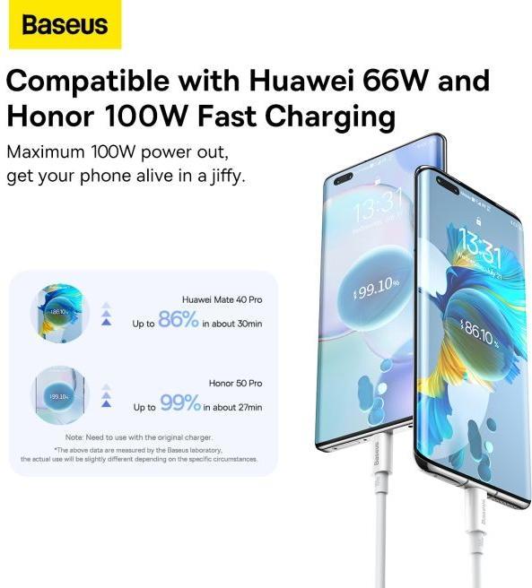 Actual product image Baseus USB A - USB C (0.25 m, USB 3.0, 100 W)
