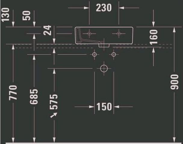 Actual product image Duravit Hand-rinse basin VERO MED o ÜL m HLB 450x350mm 1 tap hole white WG (350 mm, 450 mm)