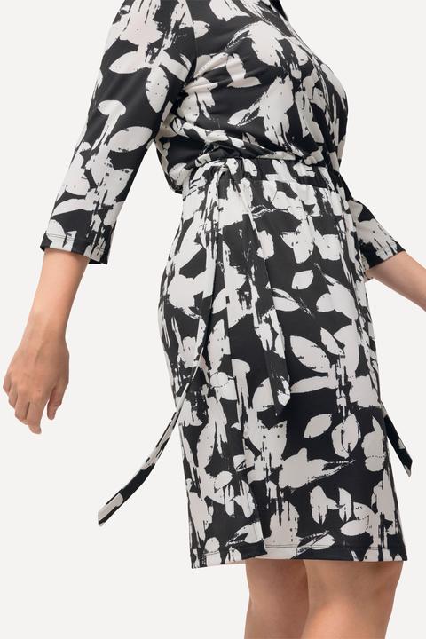 Immagine prodotto Ulla Popken Abito di jersey con foglie, collo da camicia e maniche a 3/4 (42, 44)