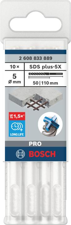 Actual product image Bosch Professional Zubehör PRO SDS plus-5X hammer drill bit, 5 x 50 x 110 mm (5 millimetres)