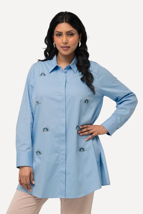 Produktbild Ulla Popken Hemdbluse, Stickerei, Perlen, Hemdkragen, Langarm (50, 52)