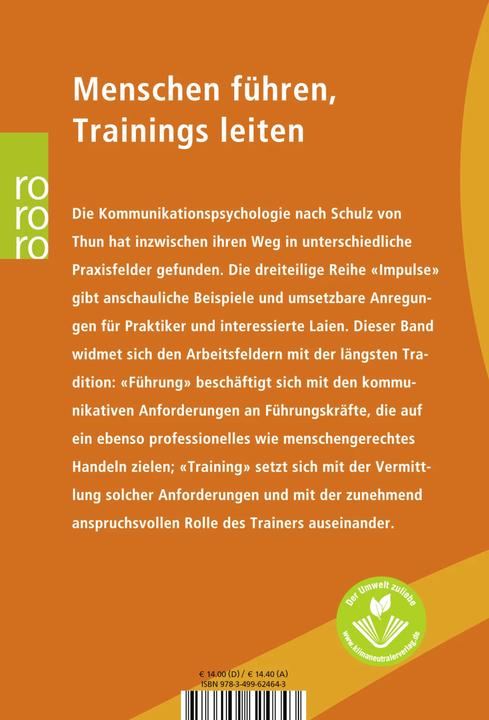 Produktbild Impulse für Führung und Training (Deutsch, Friedemann Schulz von Thun, Dina Barghaan, Christian Hanig, Verena Soost, Dagmar Kumbier, Fredi Schulz von Thun, Marcus Poenisch, 2009)