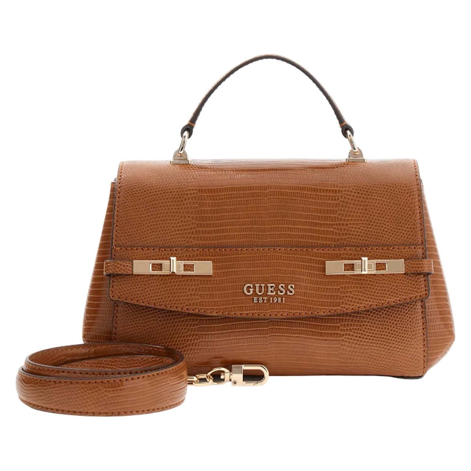 Guess, Damen, Handtasche, Melinda Top Handle Flap Bag, Braun