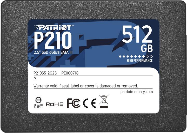 Image du produit Patriot SSD||P210|512GB|SATA 3.0|Vitesse d'écriture 430 MByte (512 Go, 2.5")