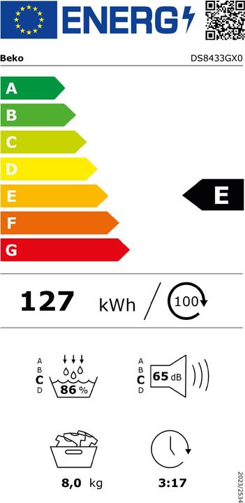 Energy Label Beko DS8433GX0 (8 kg, Right)