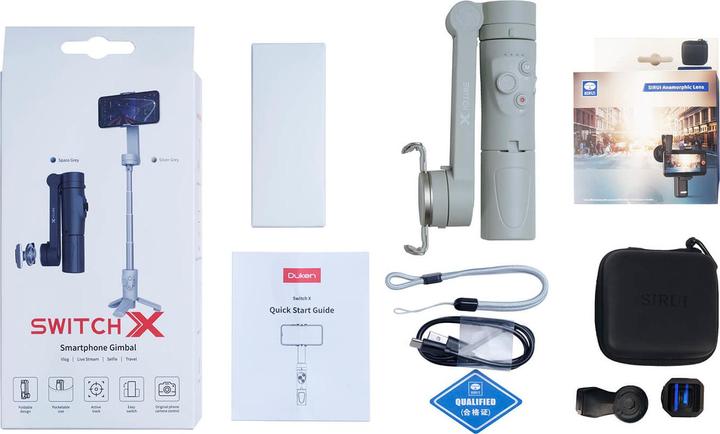 Produktbild Sirui DUKEN Switch-X Smartphone Gimbal(Grey)+ Anamorphic Lens for Smartphone (Smartphone, 0.24 kg)