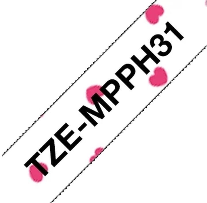 Actual product image Brother Tze-Mpph31 (1.20 cm, White, Rose, Black)