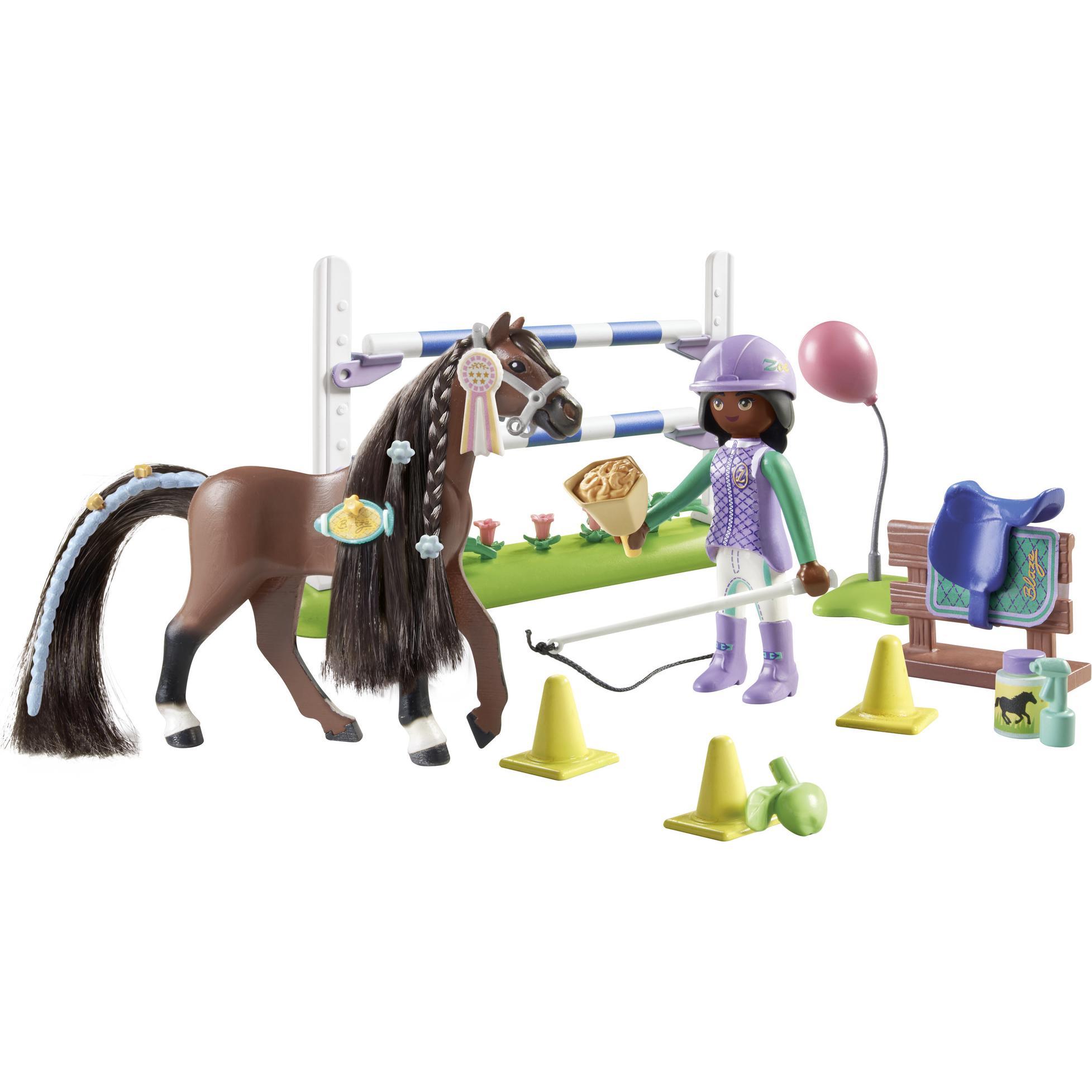 Thumbnail - Playmobil Zoe & Blaze mit Turnierparcours (71355, Playmobil Horses of Waterfall)