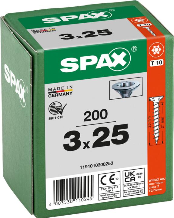 Produktbild Spax Universalschrauben 3 x 25 mm, 200 Stück (200 Schrauben pro Stück)