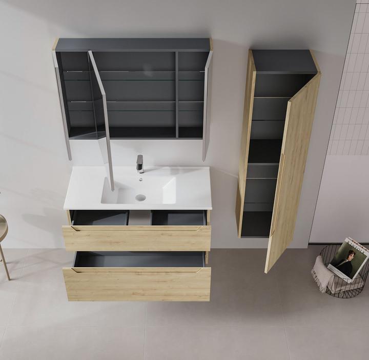 Produktbild Homitis Messina 100 v2 Bathroom Cabinet With Sink & Mirror Set (2 Pieces)