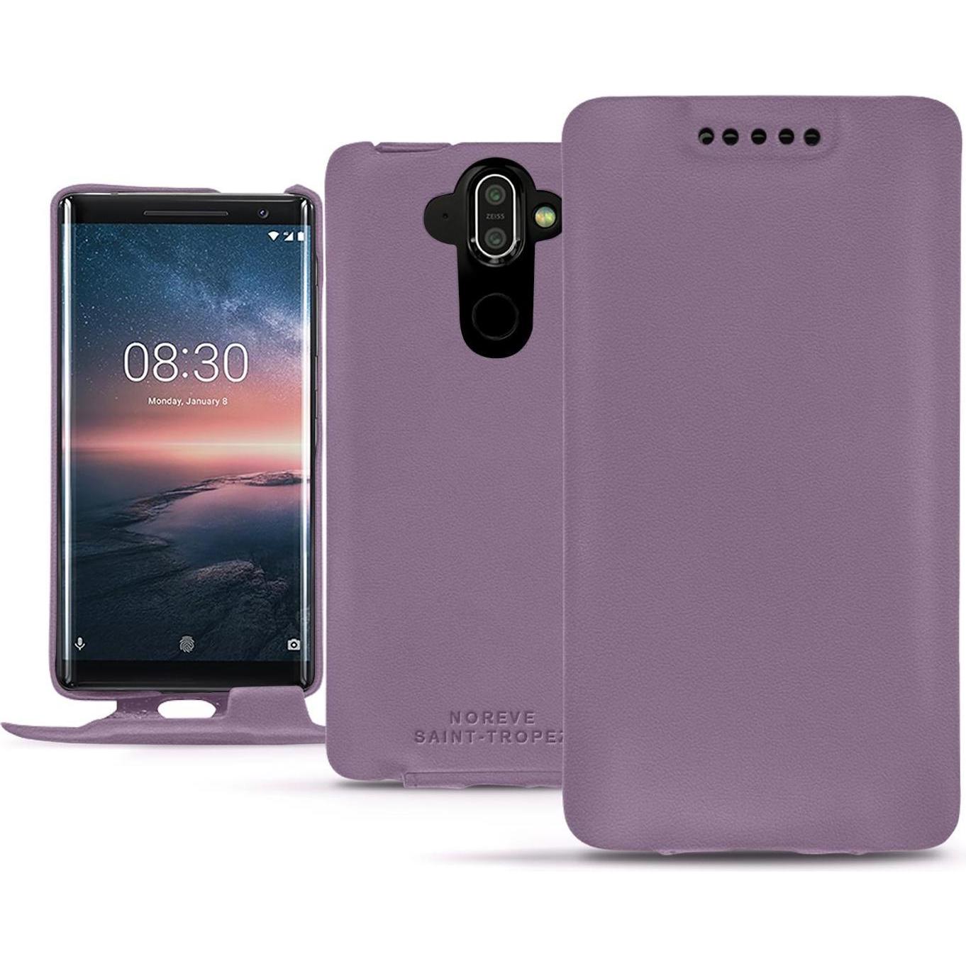 Noreve Lederschutzhülle vertikal (Nokia 8 Sirocco), Smartphone Hülle, Violett