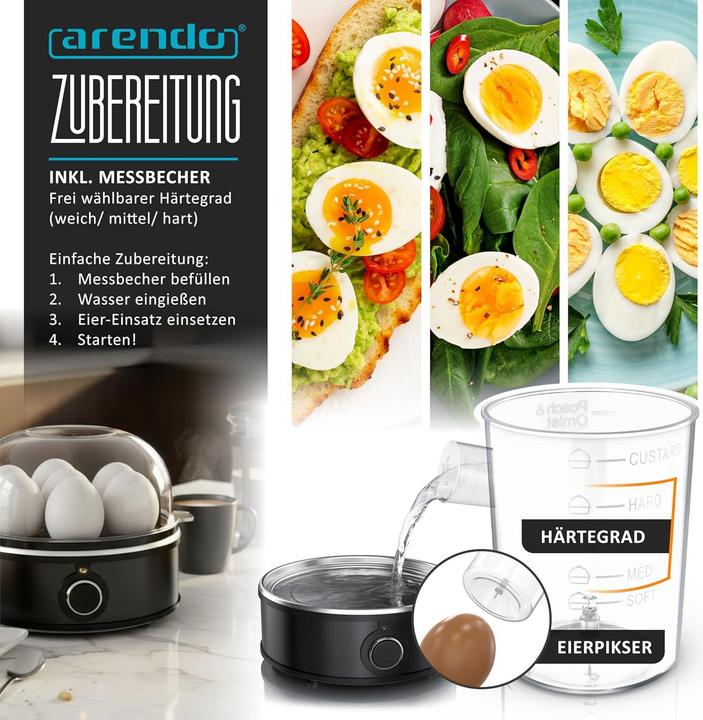 Produktbild Arendo Eierkocher mit Einsätzen für pochierte Eier & Omelette