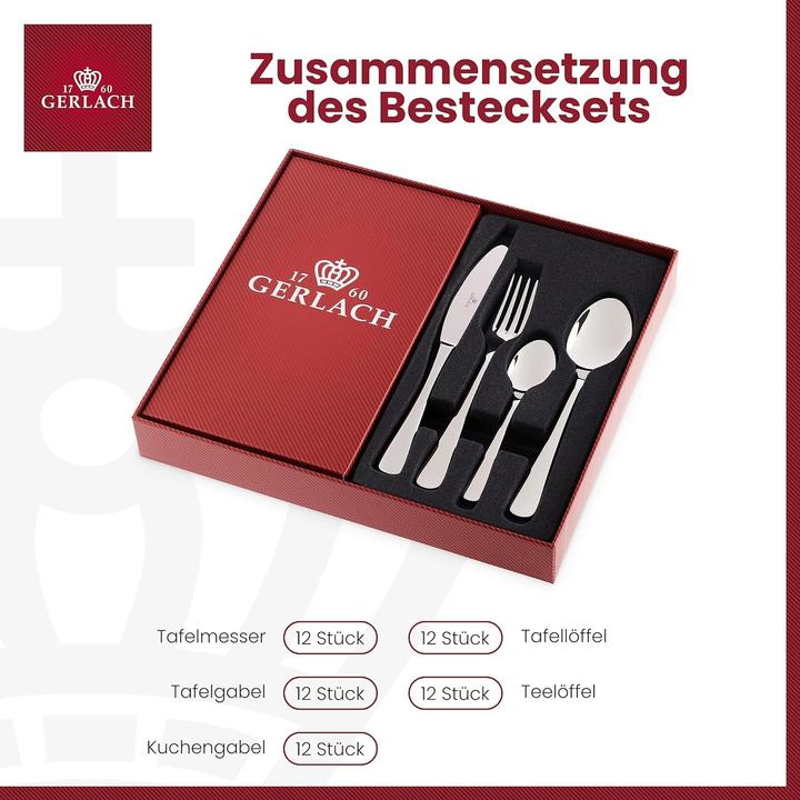 Actual product image Gerlach FLOW cutlery set in glossy box 34P 60 pcs. (60 pcs., Cutlery set)