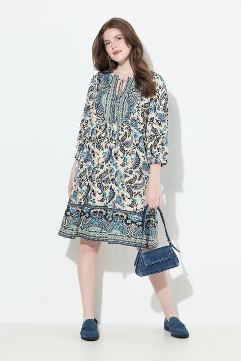 Produktbild Ulla Popken Kleid, Boho-Druck, A-Linie, Rundhals, 3/4-Arm (42, 44)