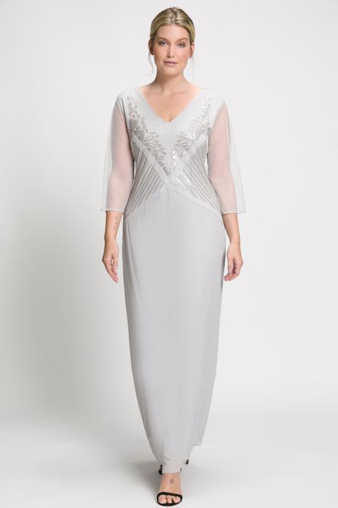 Immagine prodotto Ulla Popken Abito da sera con ricami con perline, scollo a V e maniche a 3/4 (56)