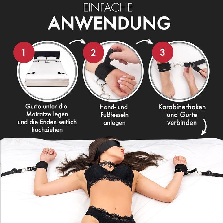 Immagine prodotto Liebesfreunde Bondage Bettfesseln-Set mit Augenbinde