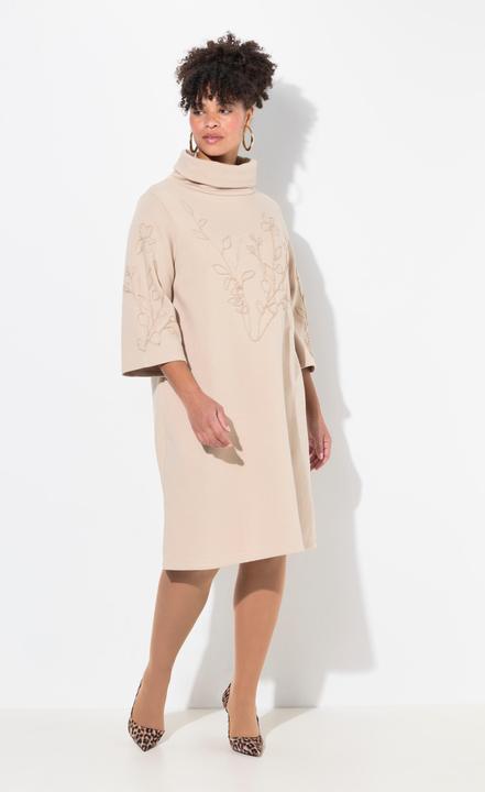 Produktbild Miamoda Sweatkleid, A-Linie, Blüten-Stickerei, Stehkragen (54)