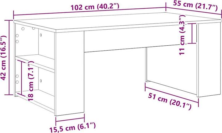 Immagine prodotto vidaXL Tavolino da caffè (102 x 55 x 42 cm)