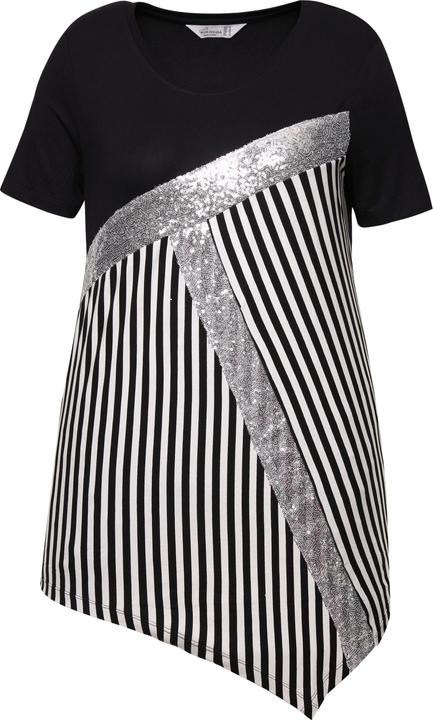 Produktbild Miamoda T-Shirt, Classic Fit, Streifen, Pailleten, Zipfelsaum (48)