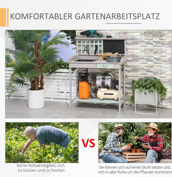 Image du produit Homcom Table de plantation avec tiroir et bac