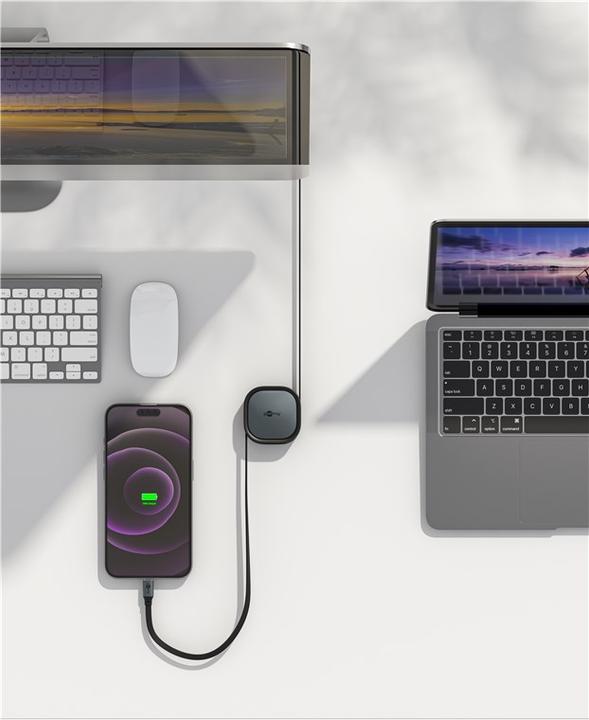 Produktbild Goobay Selbstaufrollendes USB-C-Kabel, 1 m, schwarzsilber (1 m, USB 2.0, 15 W)