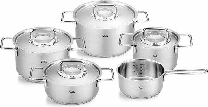 Produktbild Fissler Pure Collection Topfset 5 teilig mit Metalldeckeln INDUKTION (24 cm, Kochtopf, Stielkasserolle, Bräter + Schmortopf, Edelstahl)