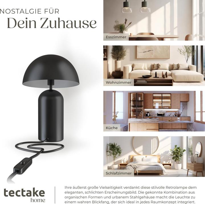 Actual product image tectake small retro table lamp Altea, mushroom design, 40W (E14)