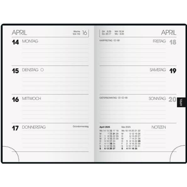 Thumbnail - Brunnen, Agenda, Taschenkalender 723 7,6x11,2cm 1 Woche/2 Seiten Kunststoff schwarz 2025