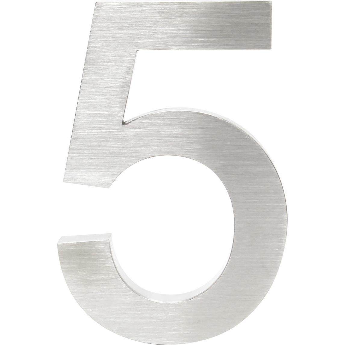 Thumbnail - Wiltec, Hausnummer + Türschild, Hausnummer 5 Edelstahl Hausnummer modern 3D-Design rostfrei