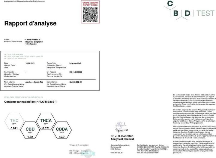 Produktbild AlpsBee CBD Green Tea (2.80 g)