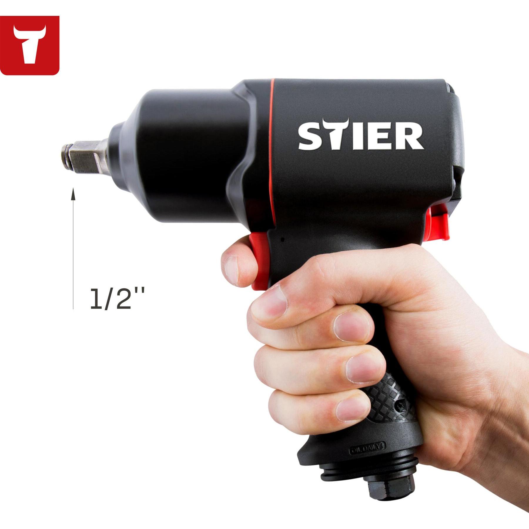 Thumbnail - Stier, Bohrmaschine + Akkuschrauber, Schlagschrauber 17-BS, 1/2" Antrieb max. Lösemoment: 1.756 Nm (Druckluft)