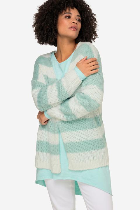 Image du produit Angel of Style Cardigan oversized avec coupe ouverte, encolure en V et manches longues. Larges rayures (48)