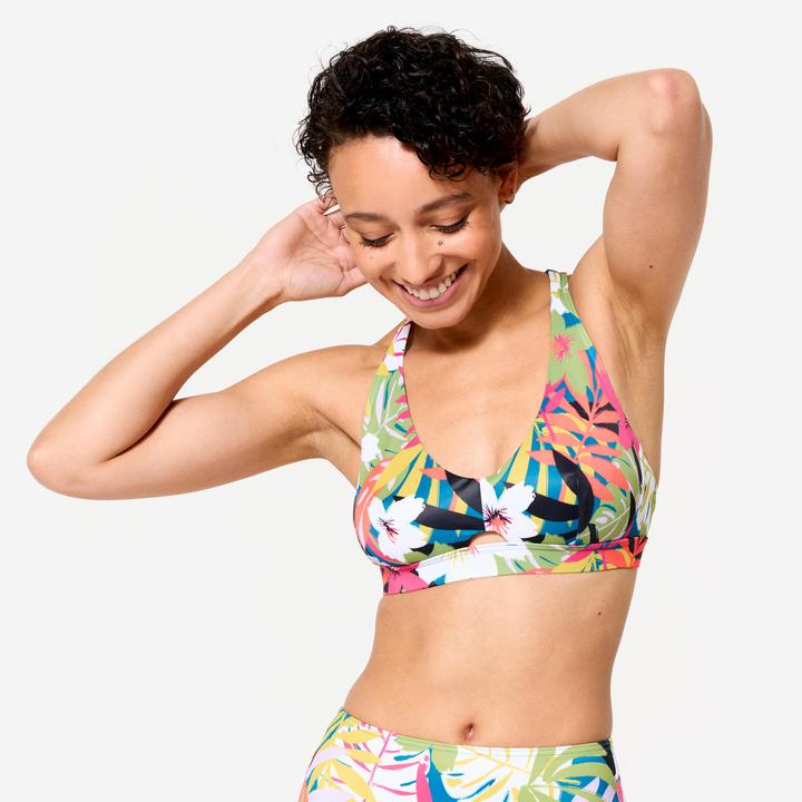 Image du produit Olaian Haut de maillot brassière de surf fleuri Femme - Agatha multicolore (80 C)
