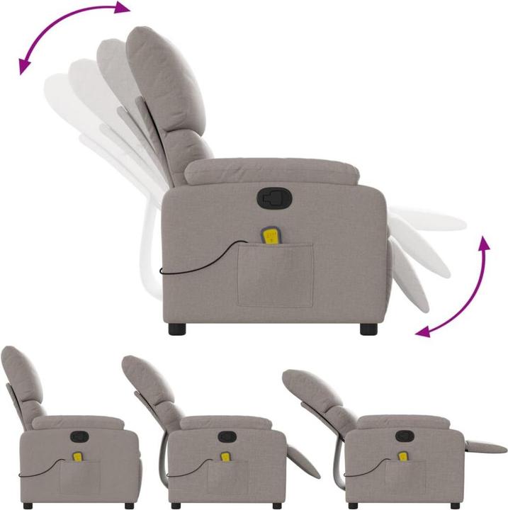 Immagine prodotto vidaXL Poltrona massaggiante in tessuto taupe,Colore: Taupe,Materiale: Tessuto (100
