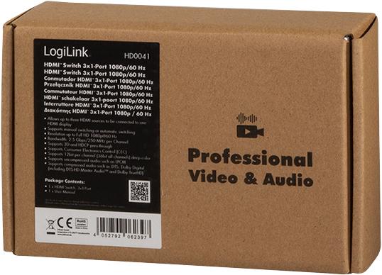 Produktbild LogiLink Switch HDMI 3x1-Port, 1080p