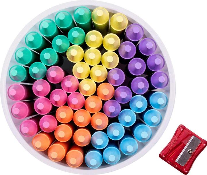 Produktbild Jovi Jovicolor Wachsmalstifte rund, pastel farblich sortiert, 60 Stück in Dose, 1 Spitzer (60x)