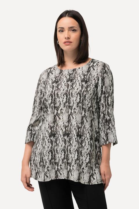 Produktbild Ulla Popken Bluse, Schlangendruck, A-Linie, Rundhals, 3/4-Arm (50, 52)