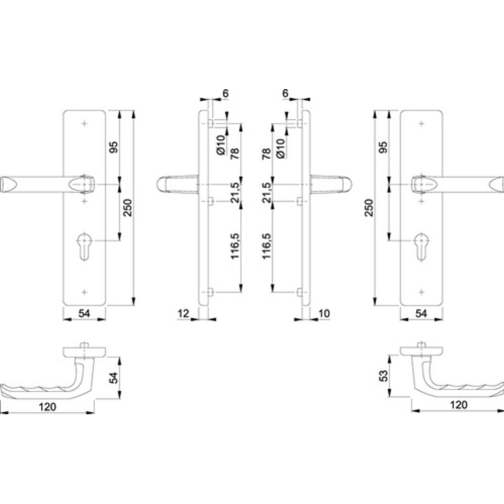 Thumbnail - Hoppe, Türgriff + Fenstergriff, Schutzgarnitur London 113/2221/2210 Aluminium F4 92 mm 67-72 mm (Türgriff)