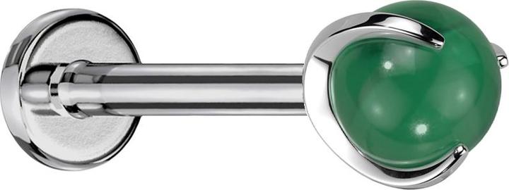 Actual product image Star Piercing Micro Labret internal thread silver ball jade stone set (without brass, Mineral, Titanium)