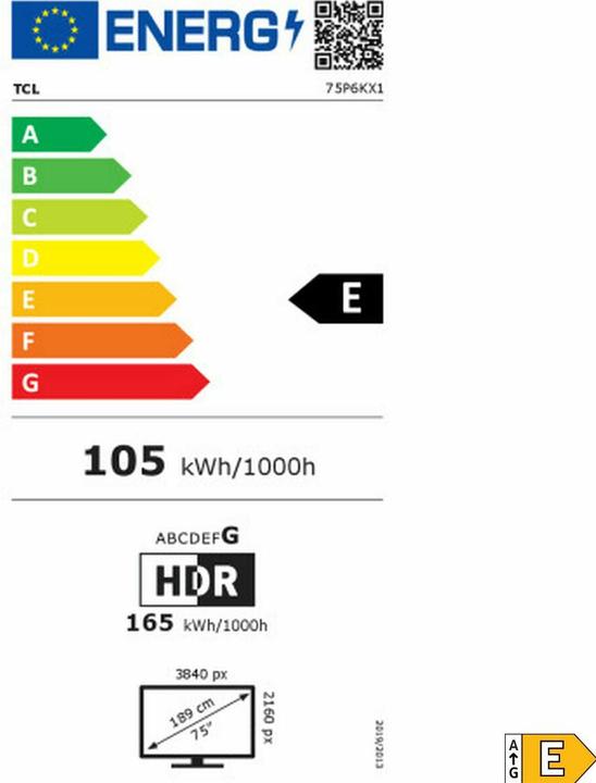 Energie-Label TCL 75P6K (75", LED, 4K, 2025)