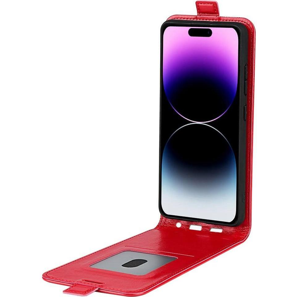 Thumbnail - Cover-Discount iPhone 15 Pro - Klassisches Flip Case vertikal rot (Apple iPhone 15 Pro), Smartphone Hülle, Rot