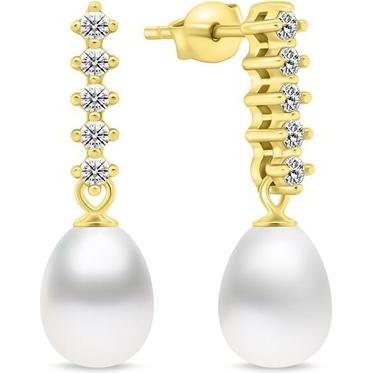 Brilio, Ohrringe, Silver - Charming gold plated earrings with pearl and zircons EA950Y