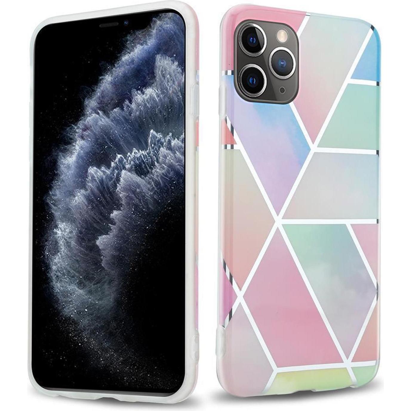 Cadorabo IMD TPU Bunter Marmor Cover (Apple iPhone 11 Pro Max), Smartphone Hülle, Rosa