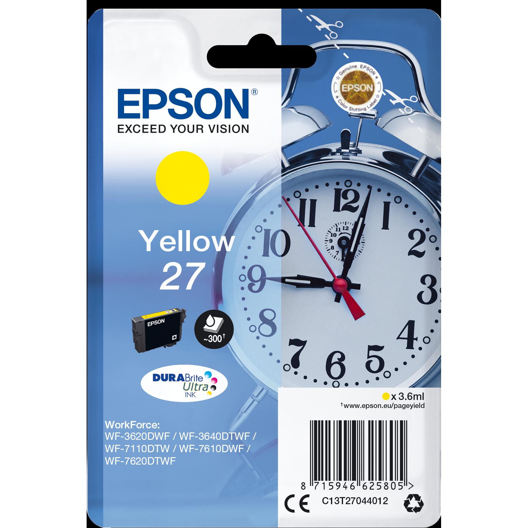 Epson, Druckerpatrone, 27 - 3.6 ml - Gelb - Original - Blister mit RF- / aktustischem Alarmsignal (Y)