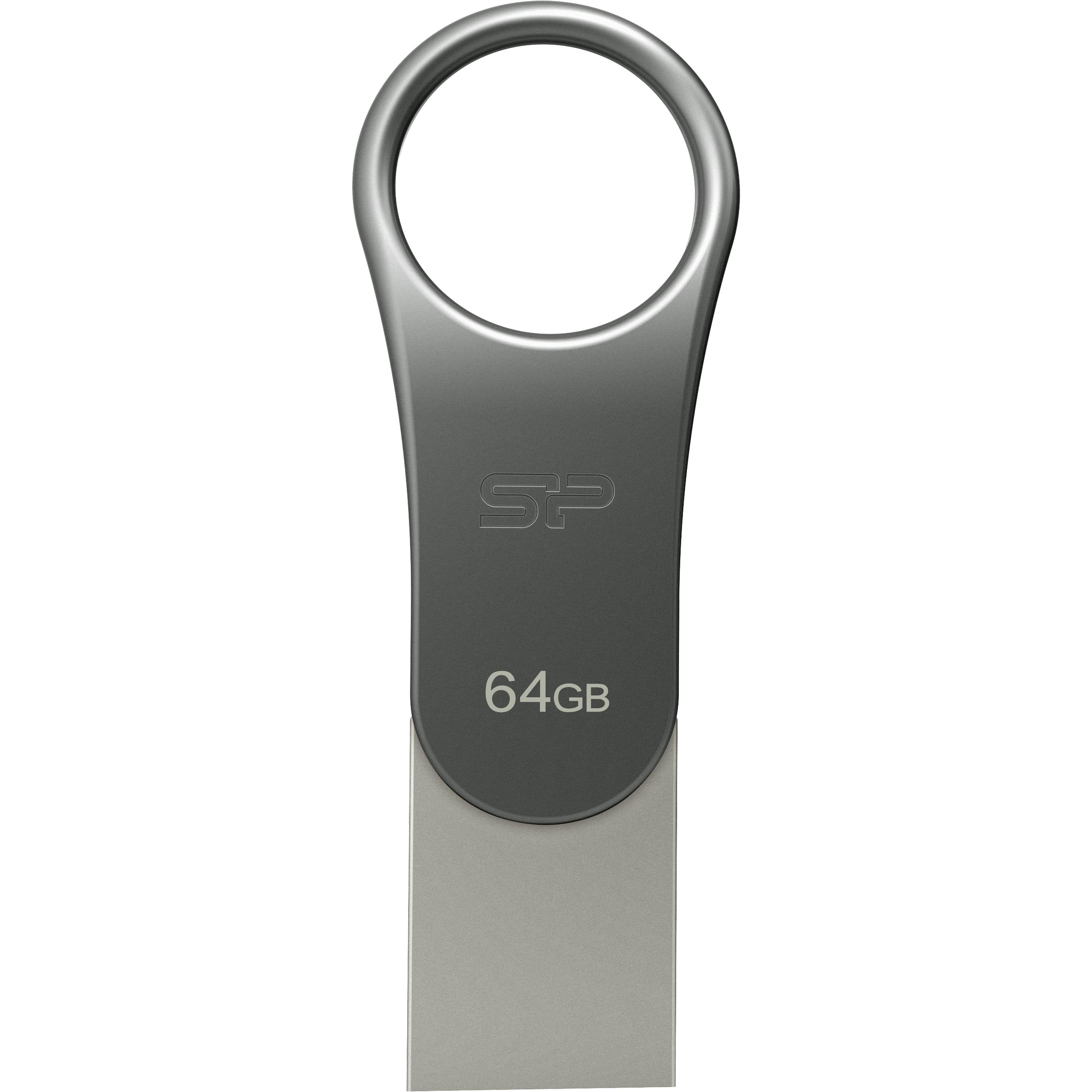 Silicon Power Mobile C80 (64 GB, USB-C, USB-A, USB 3.1), USB Stick, Schwarz