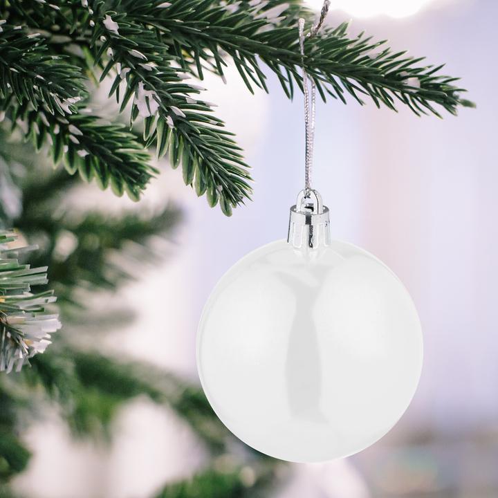 Productafbeelding Relaxdays - Weihnachtskugeln 100er Set, Weiss/ Silber, 7 x 6 cm (100 -Part)